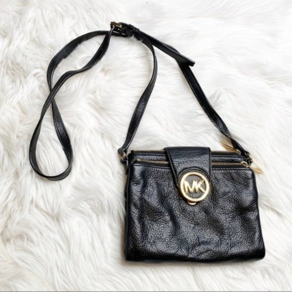 Michael Kors Fulton Large Leather Black Crossbody Bag - Picture 2 of 9